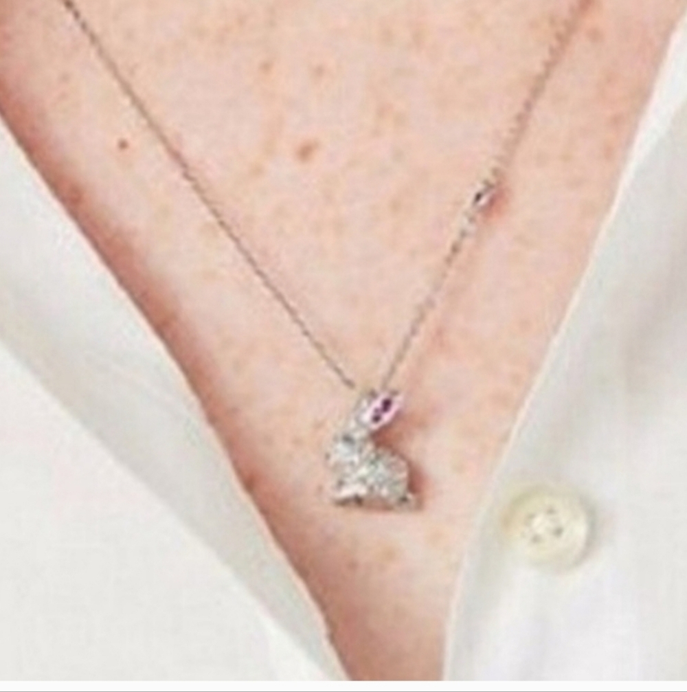 Kate Spade Silver Bunny Pendant Necklace with Pink Accents - Picture 3 of 9